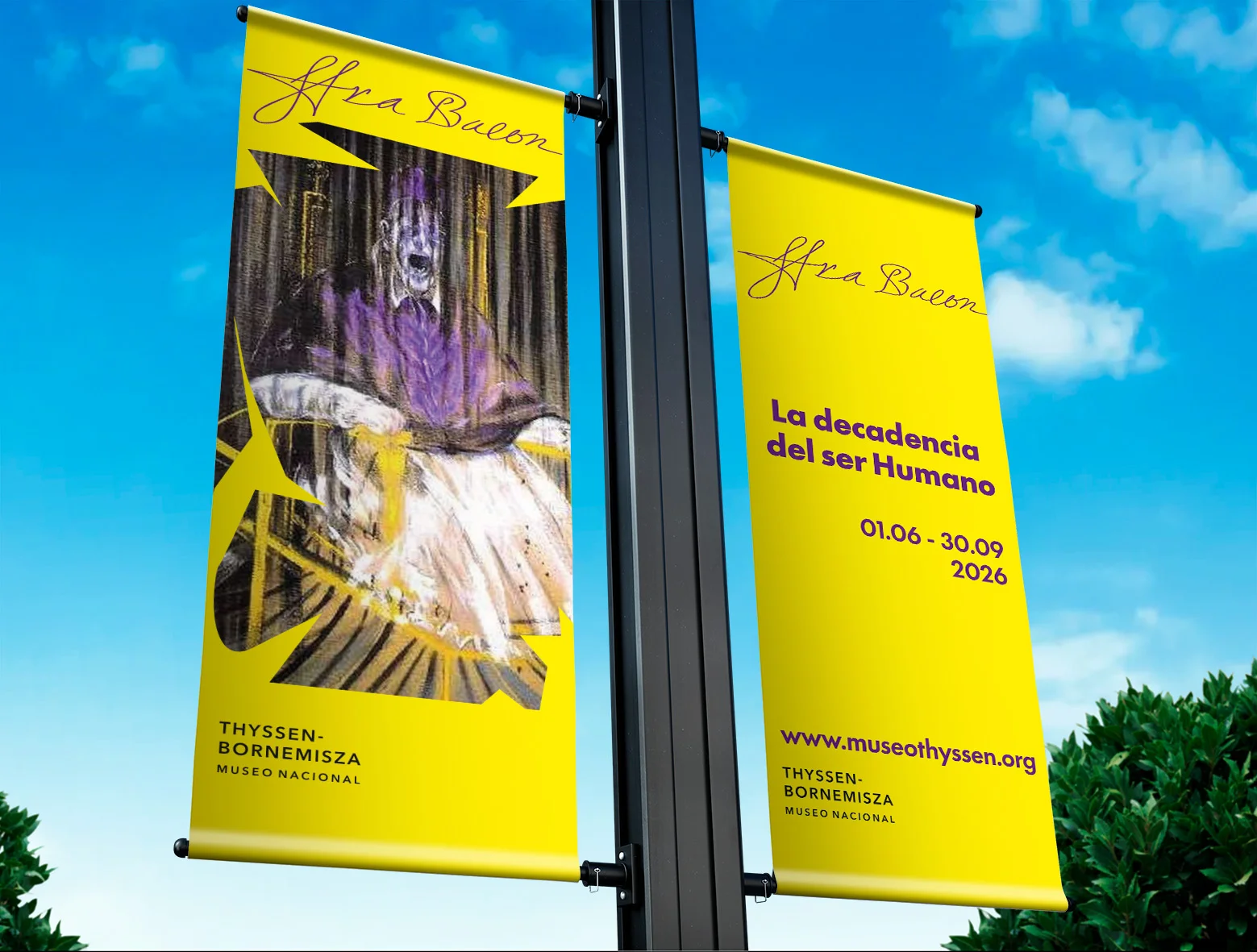 Mockup banderola doble farola Francis Bacon Thyssen